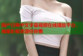 国产日韩中文字幕视频在线播放平台，海量影视资源任你看